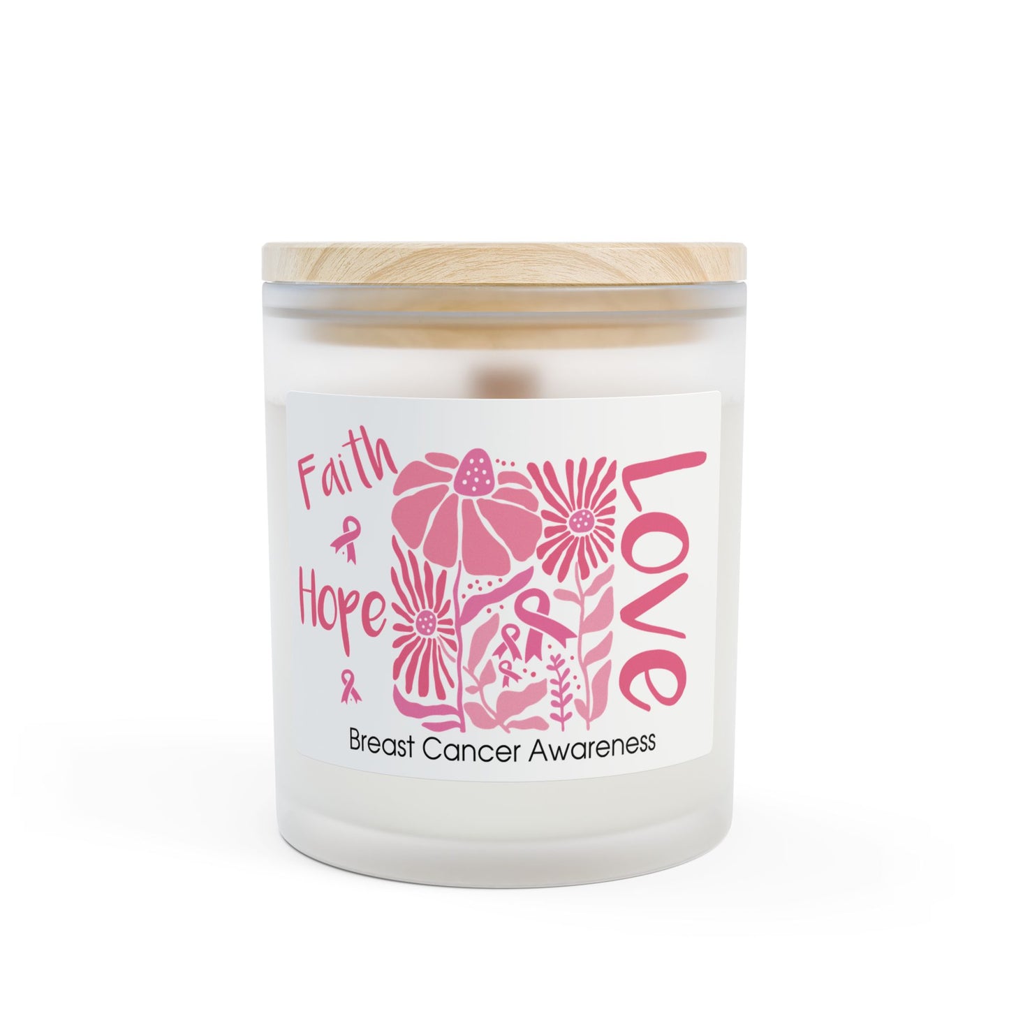 Breast Cancer Faith Hope Love Candle