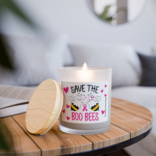 Breast Cancer Boo Bees Candle
