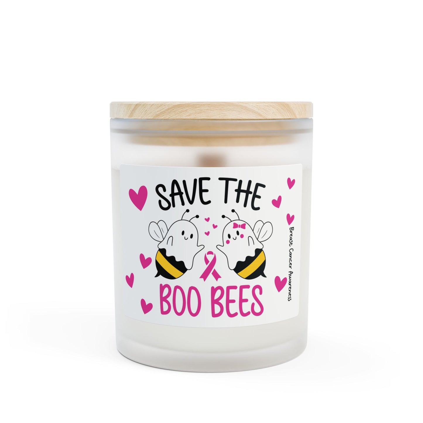 Breast Cancer Boo Bees Candle