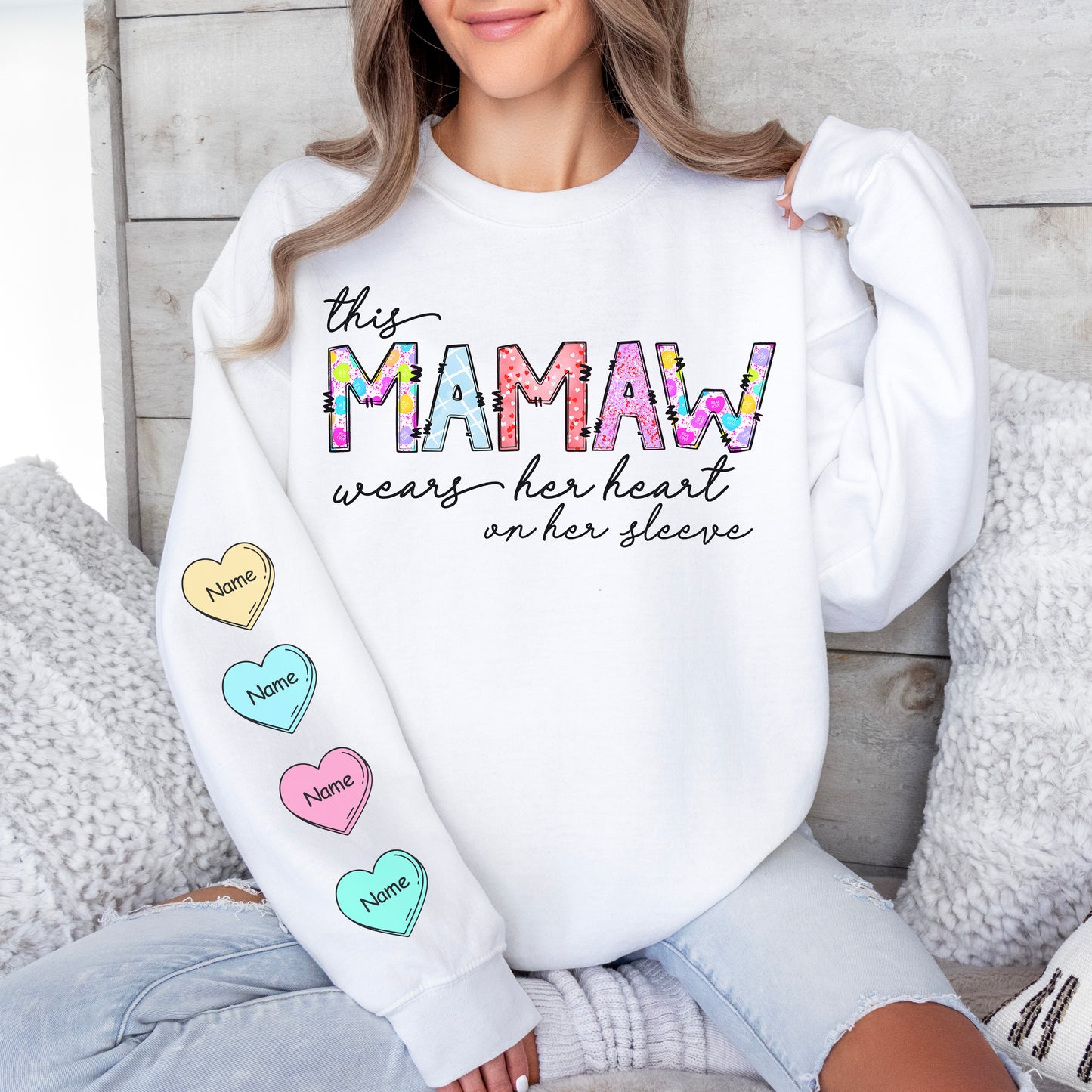 Heart On Sleeve Sweatshirt - Mamaw